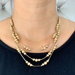 Gold Multi Strand Beaded Necklace